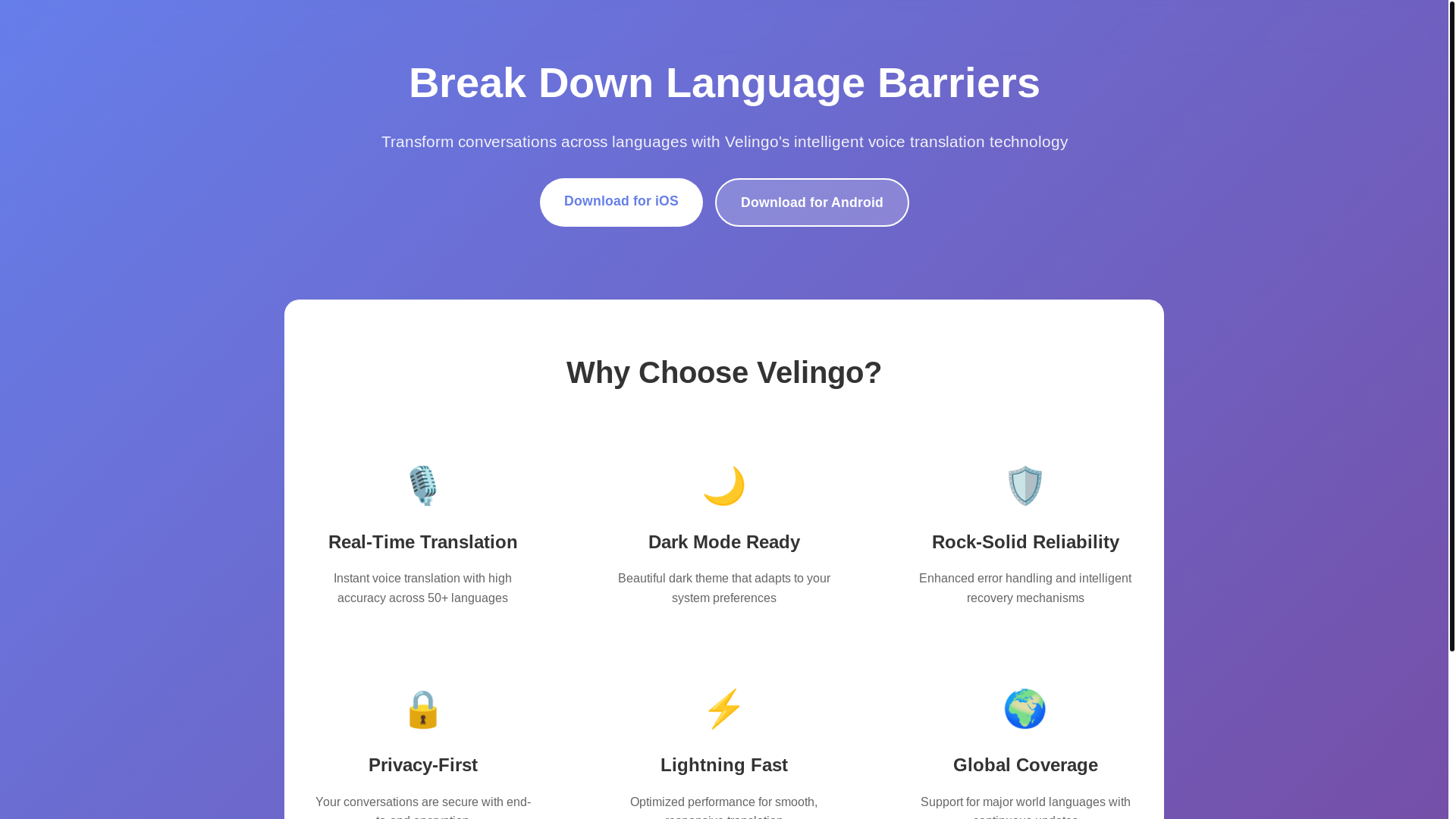 website screenshot of https://velingo.pages.dev/