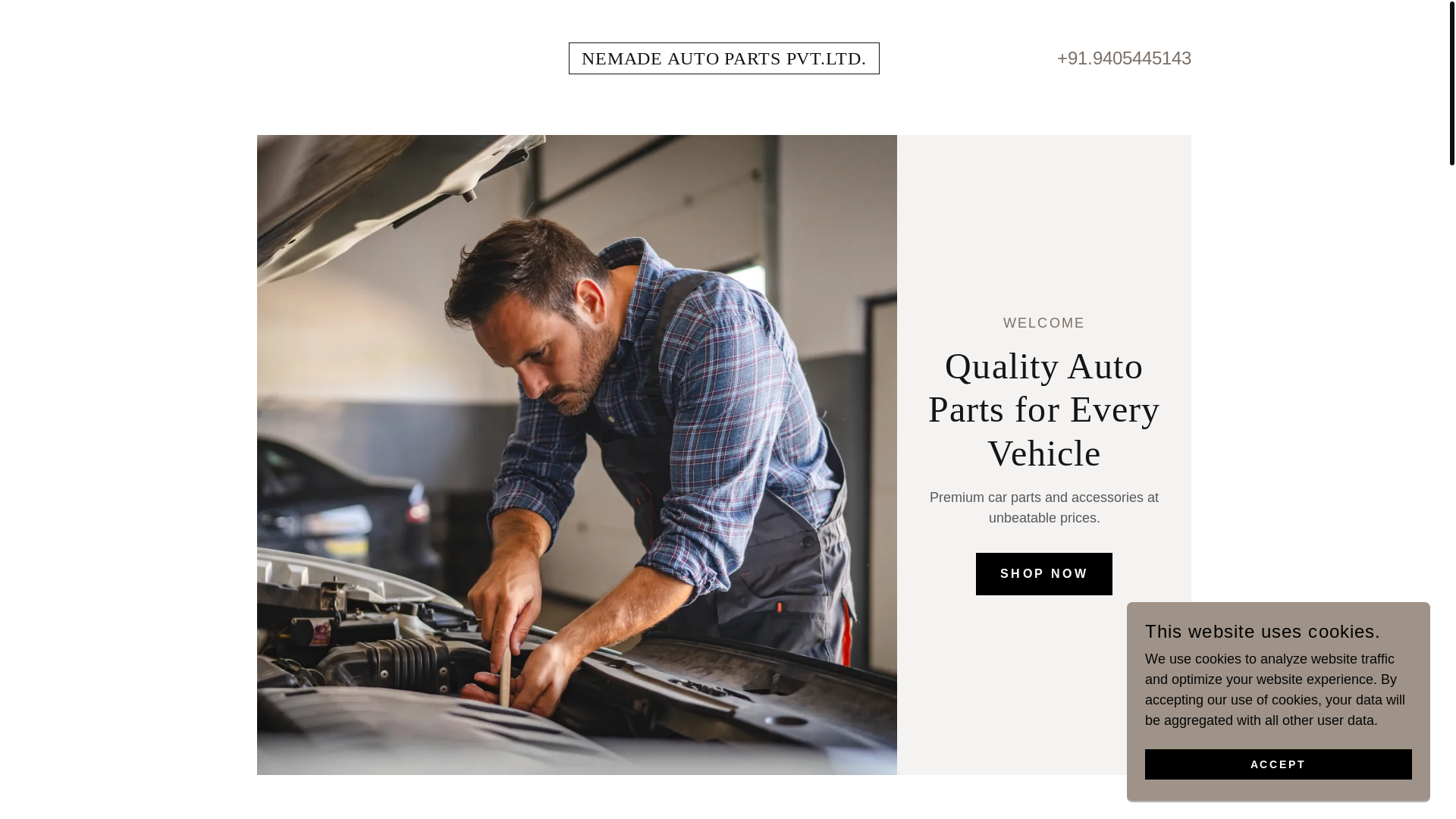 website screenshot of https://nemadeautoparts.com/