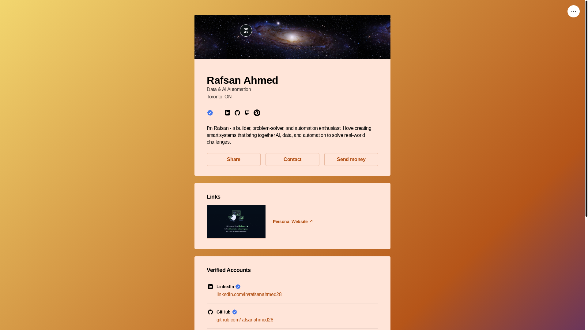website screenshot of https://rafsanahmed.bio/