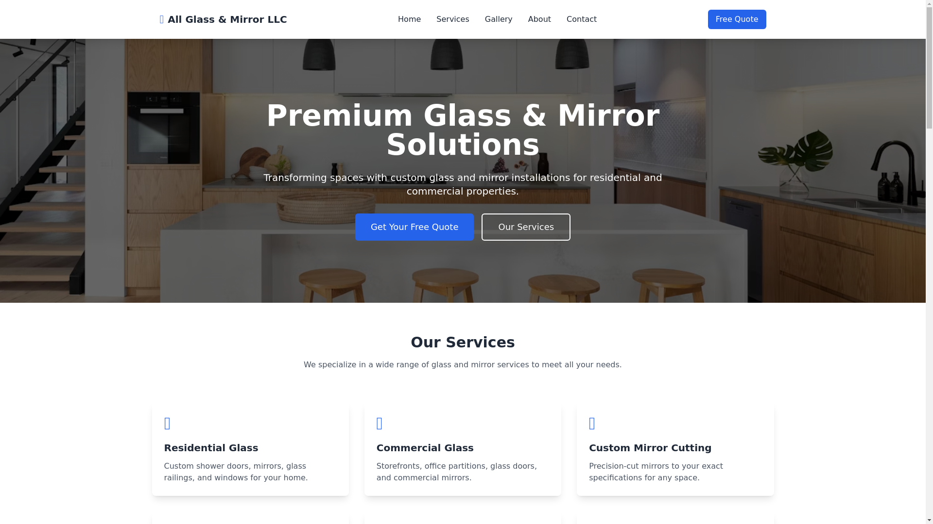 website screenshot of https://allglassct.com/
