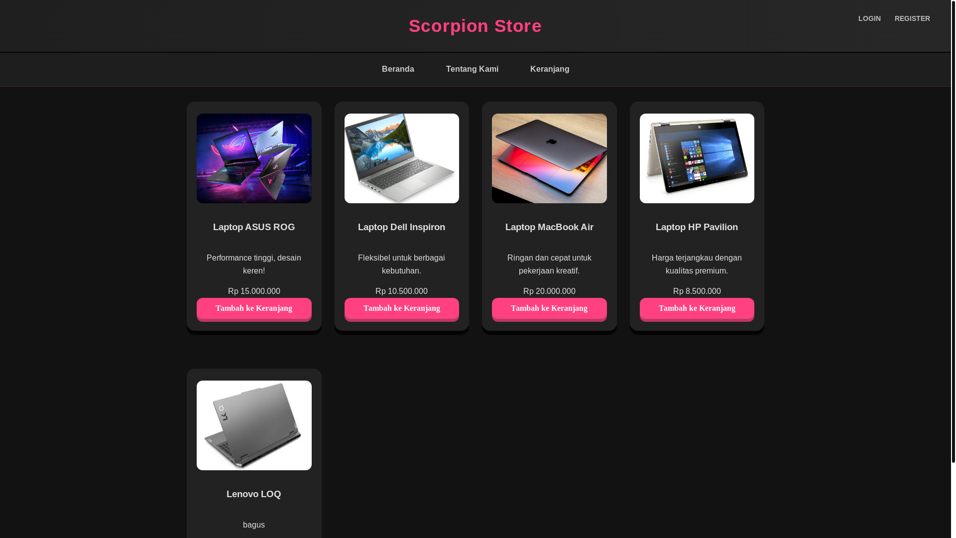 website screenshot of https://scorpionstore.my.id/