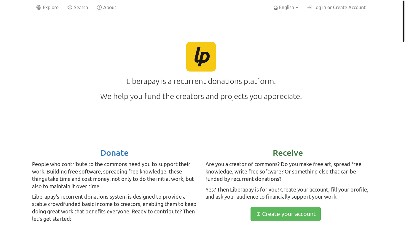 website screenshot of https://liberapay.com/