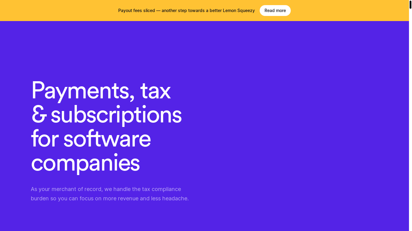 website screenshot of https://lemonsqueezy.com