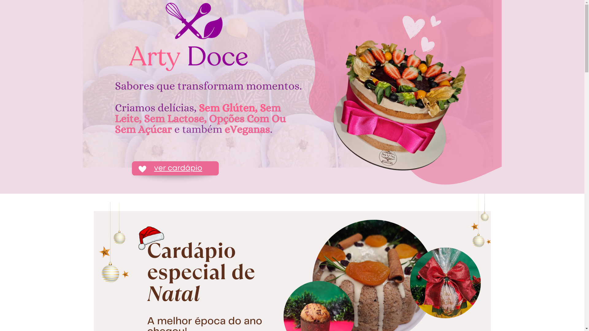 website screenshot of https://artydoce.com.br/