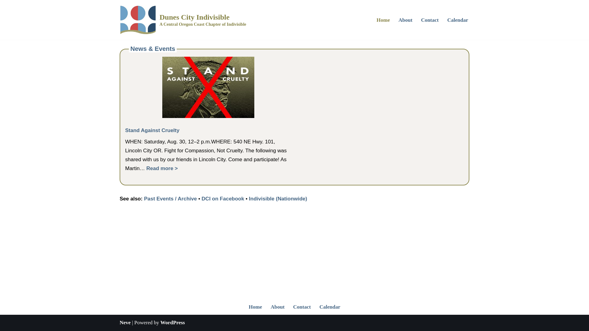 website screenshot of https://dunecityindivisible.org/