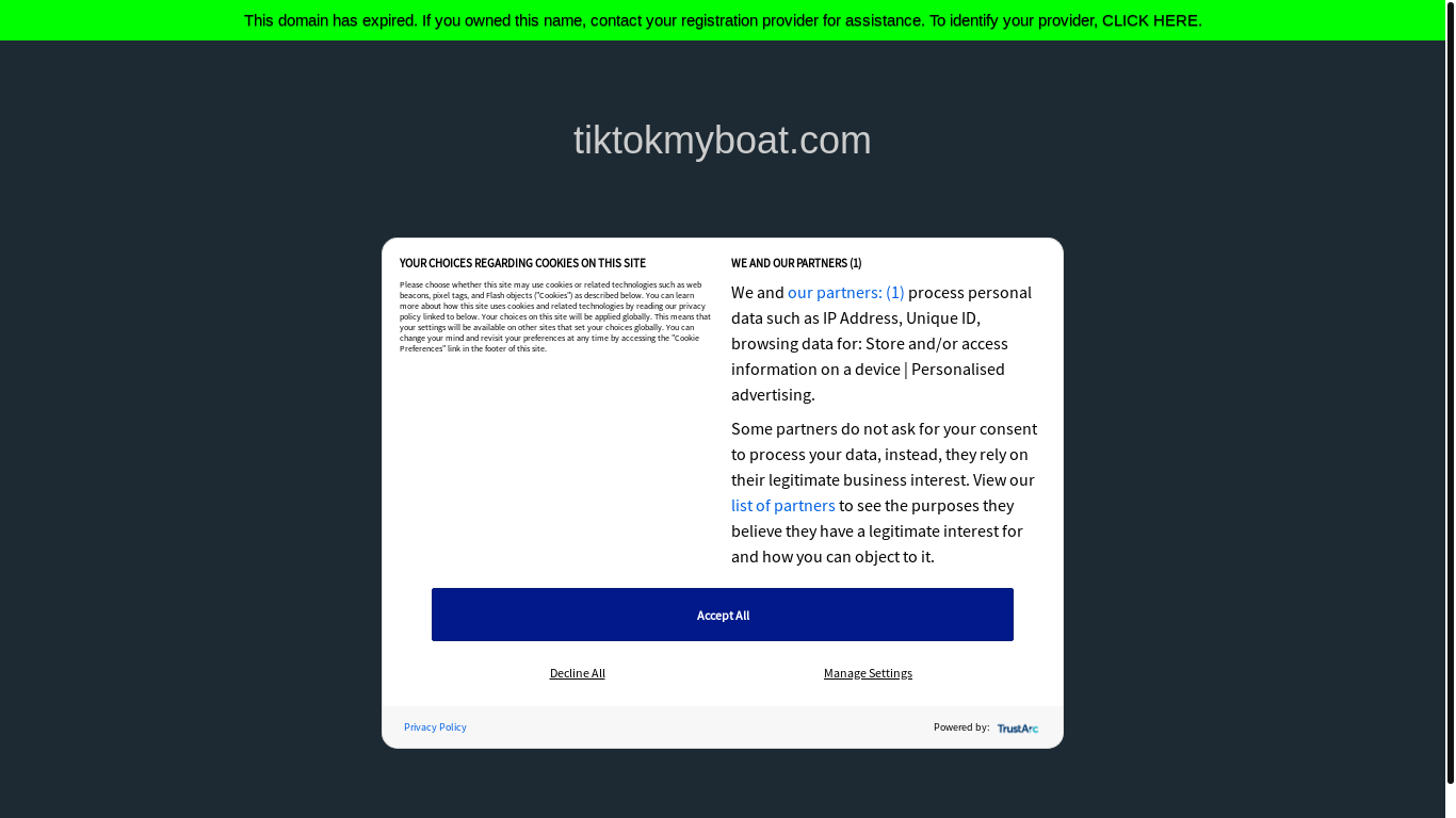 website screenshot of https://tiktokmyboat.com/