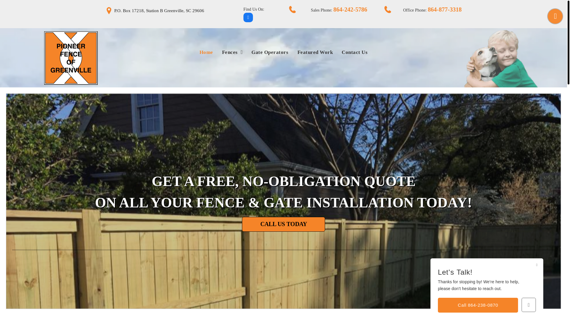 website screenshot of https://pioneerfencescsc.com/