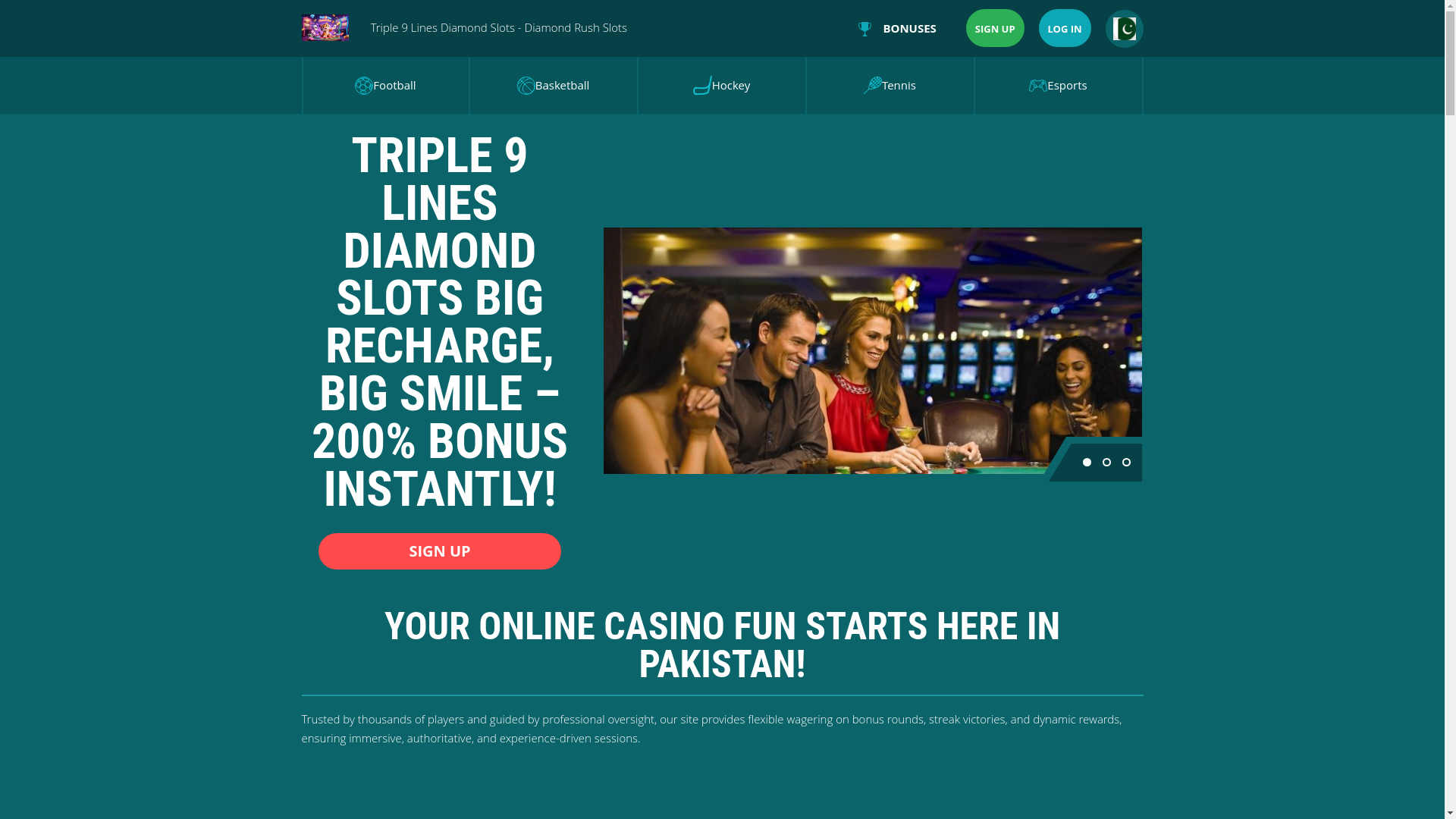 website screenshot of https://triple9linesdiamondslots.com/