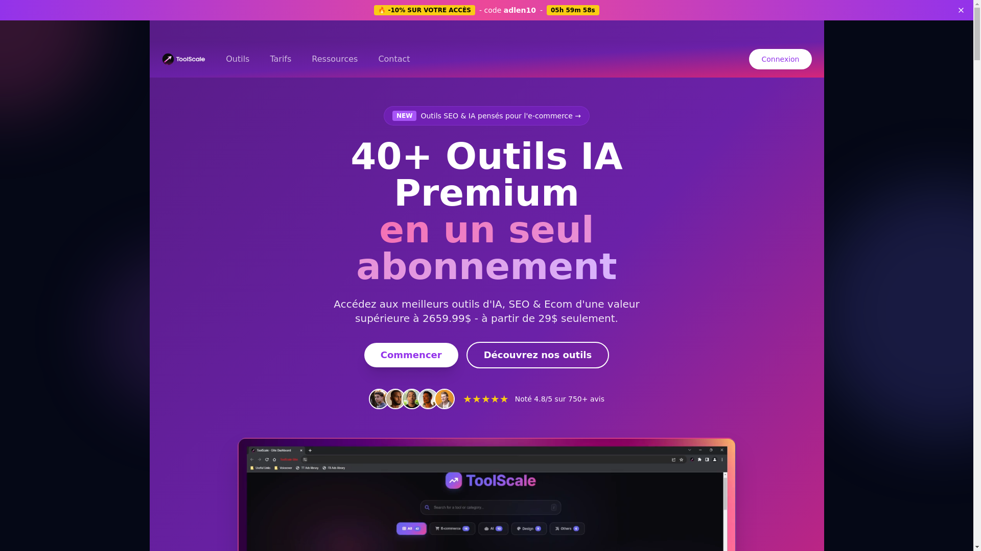 website screenshot of https://toolscale.fr/