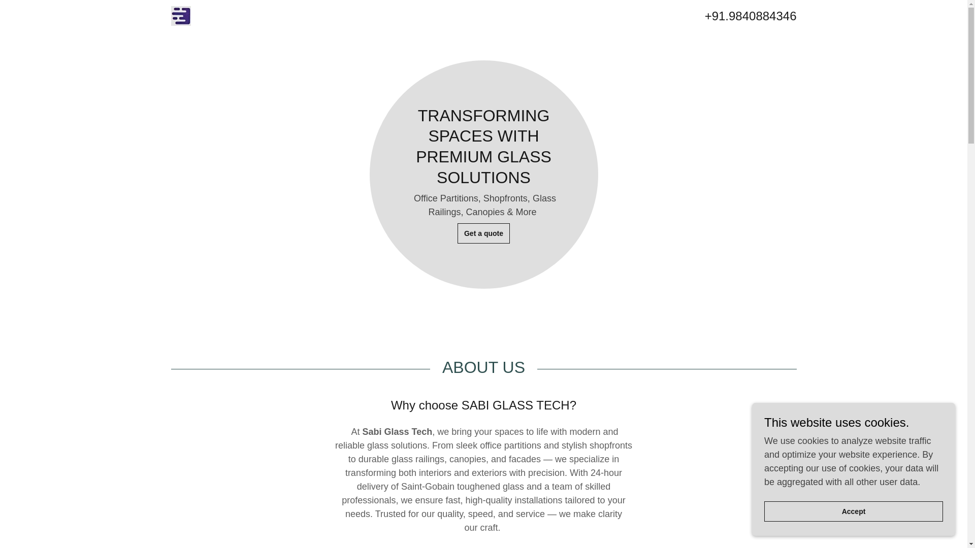 website screenshot of https://sabiglasstech.com/