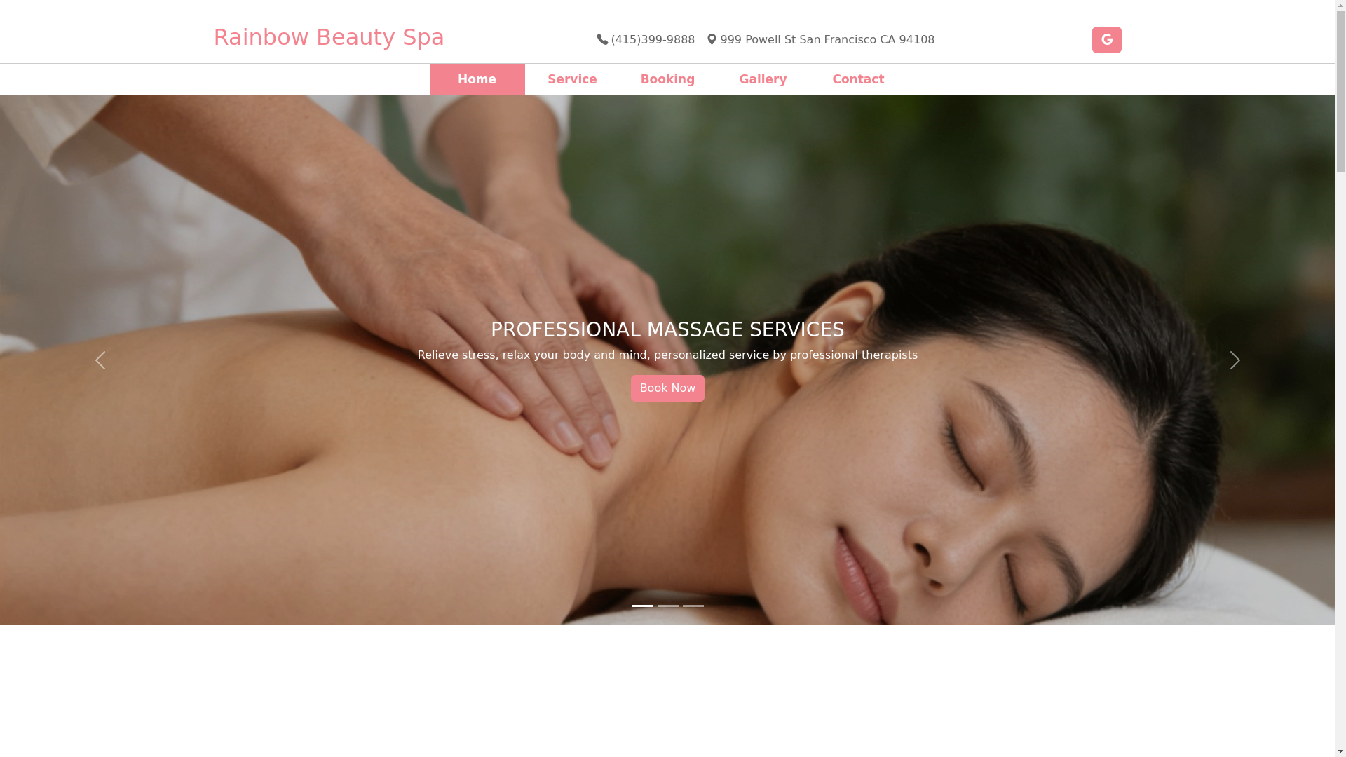 website screenshot of https://999rainbowbeautyspa.com/