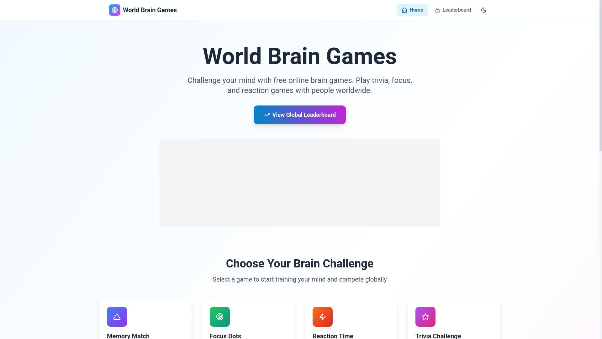 website screenshot of https://worldbraingames.com/