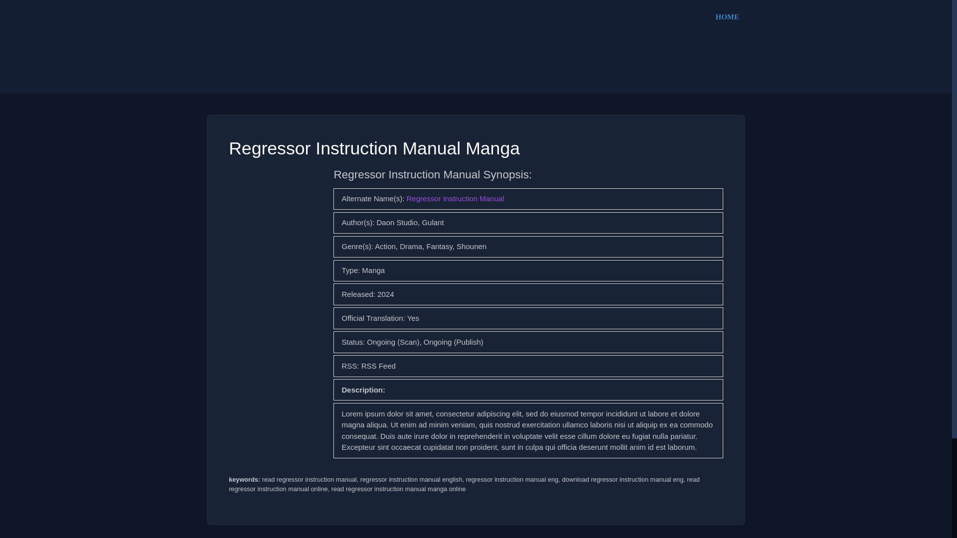 website screenshot of https://regressorinstructionmanual.art/