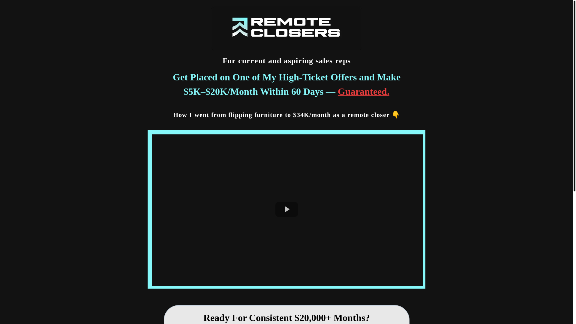 website screenshot of https://joinremoteclosers.com/