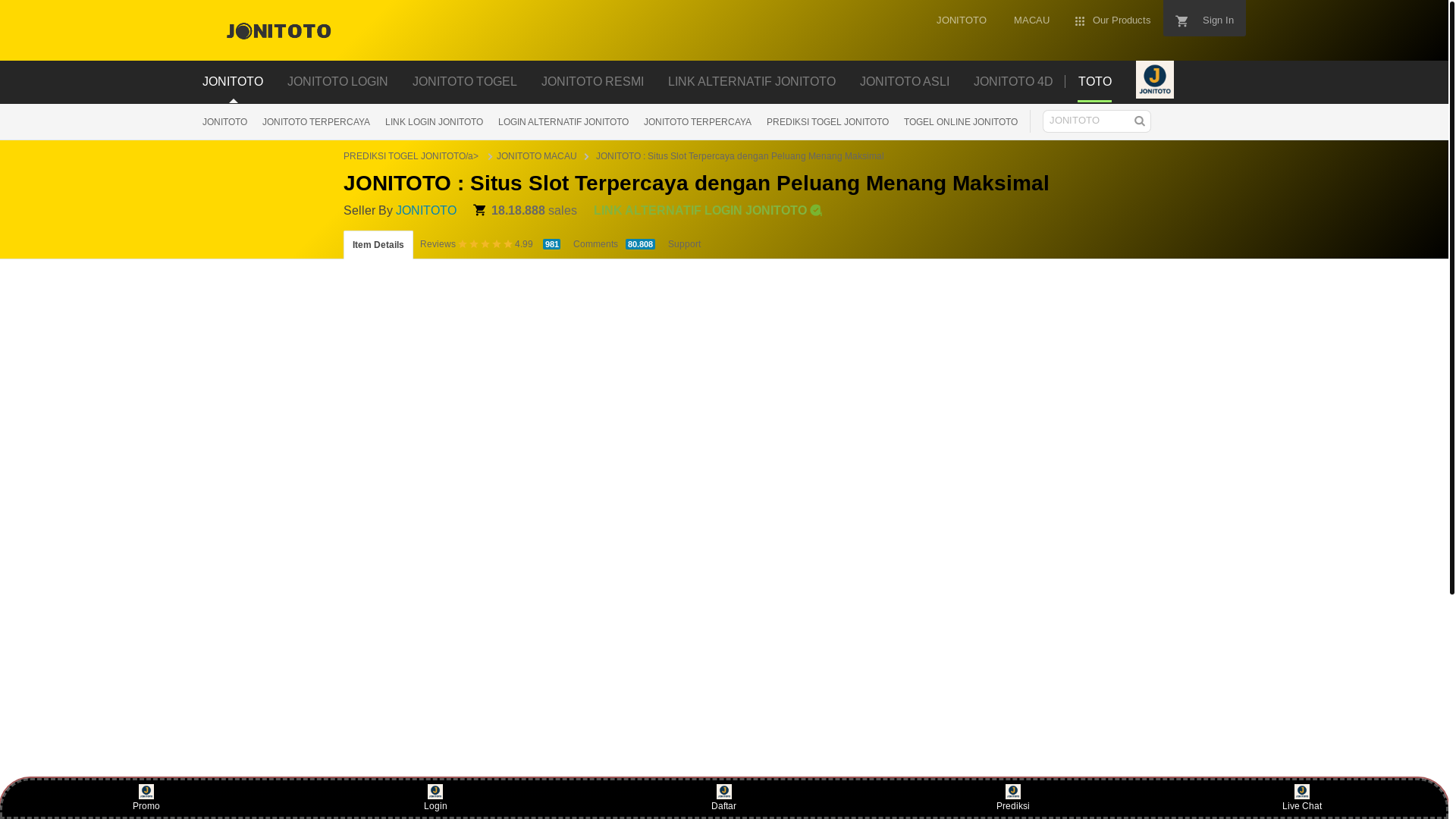website screenshot of https://jonitotoofficial.me/