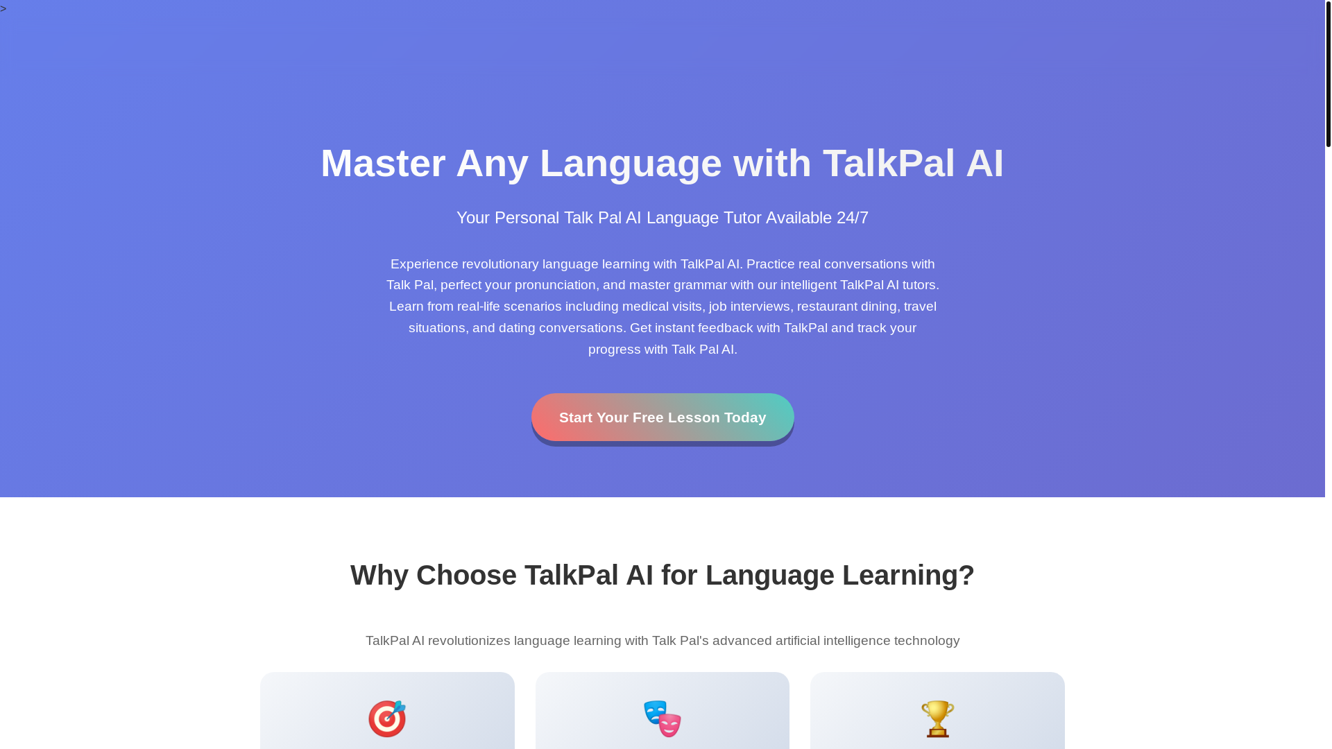 website screenshot of https://talkpalai.net/