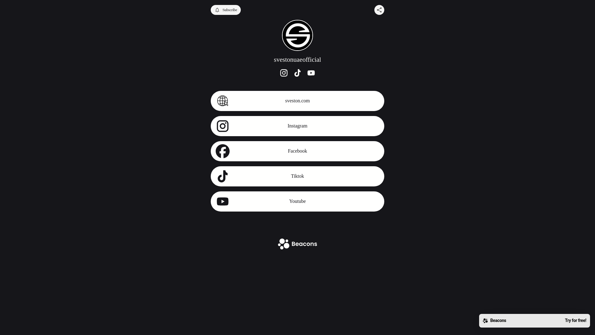 website screenshot of https://svestonofficial.com/