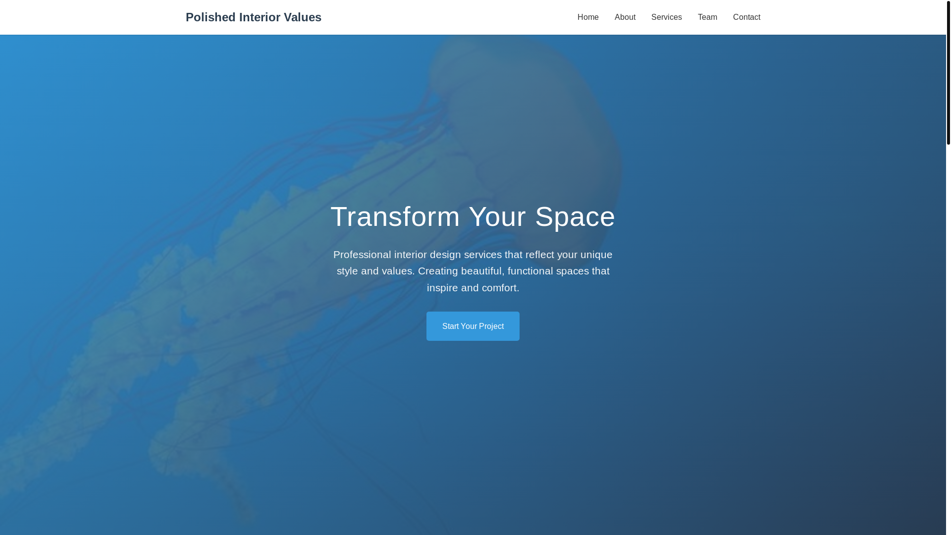 website screenshot of https://polishedinteriorvalues.shop/