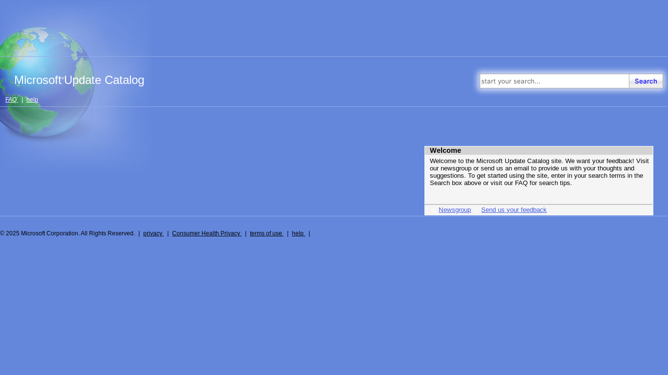 website screenshot of https://catalog.update.microsoft.com/