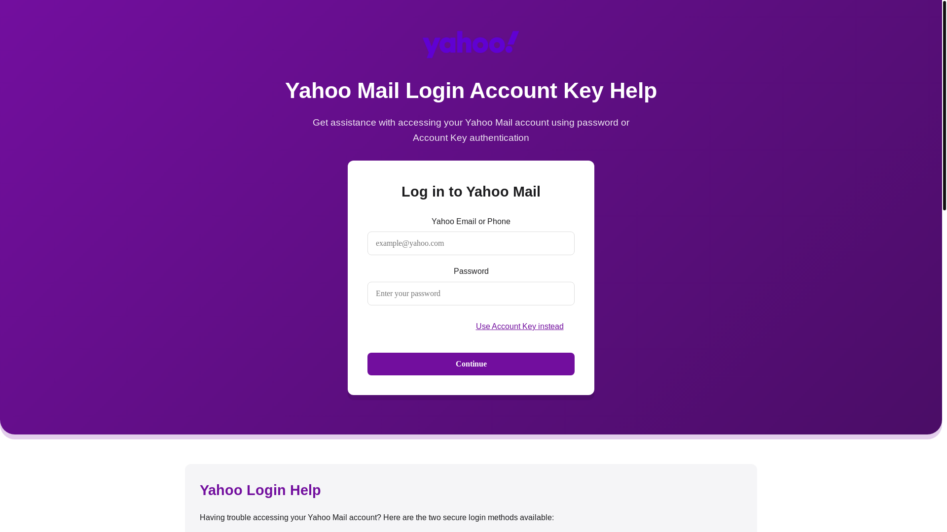 website screenshot of https://yahoo-key-help.pages.dev/
