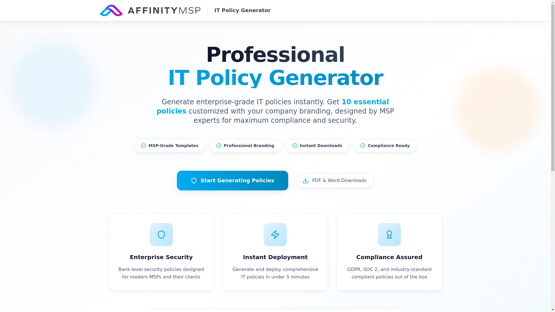 website screenshot of https://freeitpolicies.com.au/