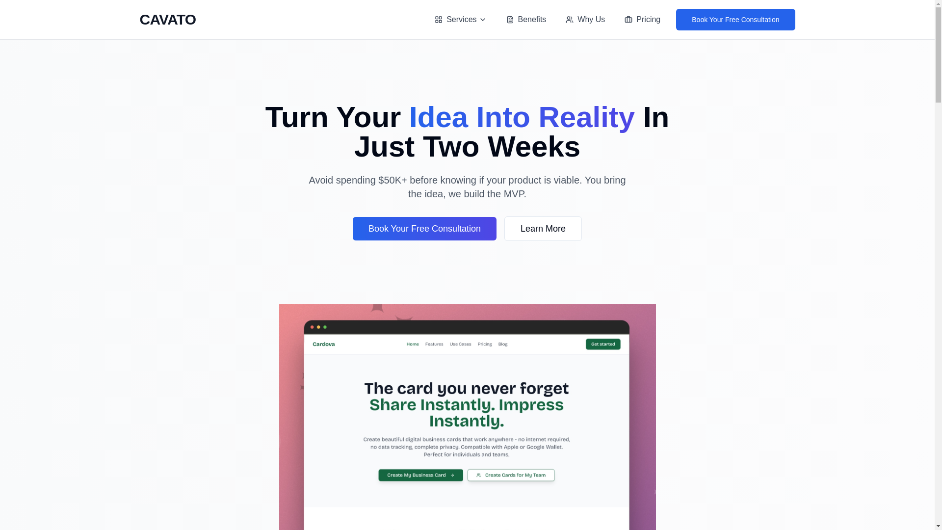 website screenshot of https://cavato-launch-swiftly.pages.dev/