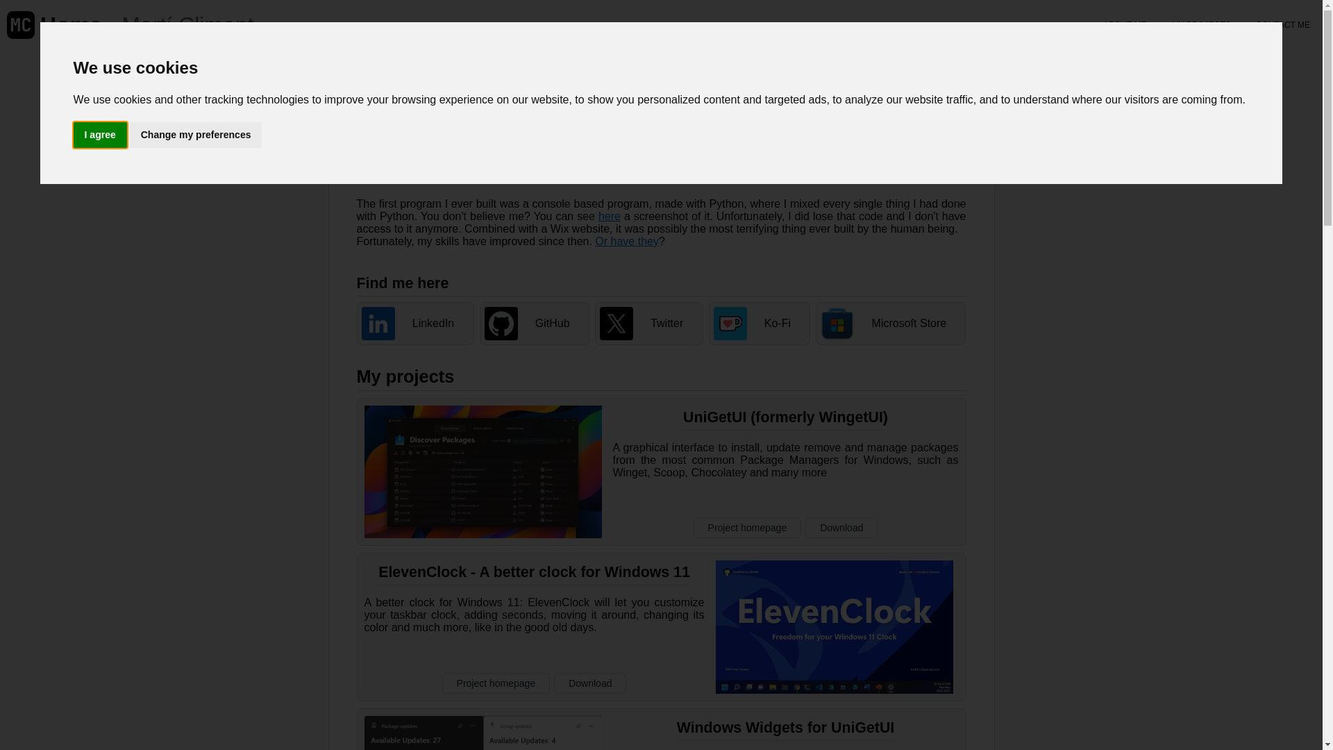 website screenshot of https://marticliment.com