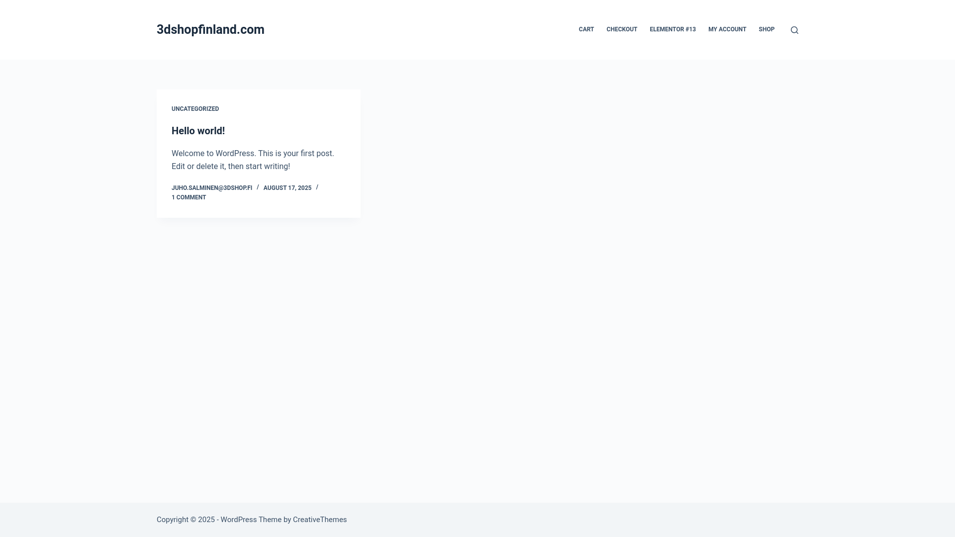 website screenshot of https://3dshopfinland.com/