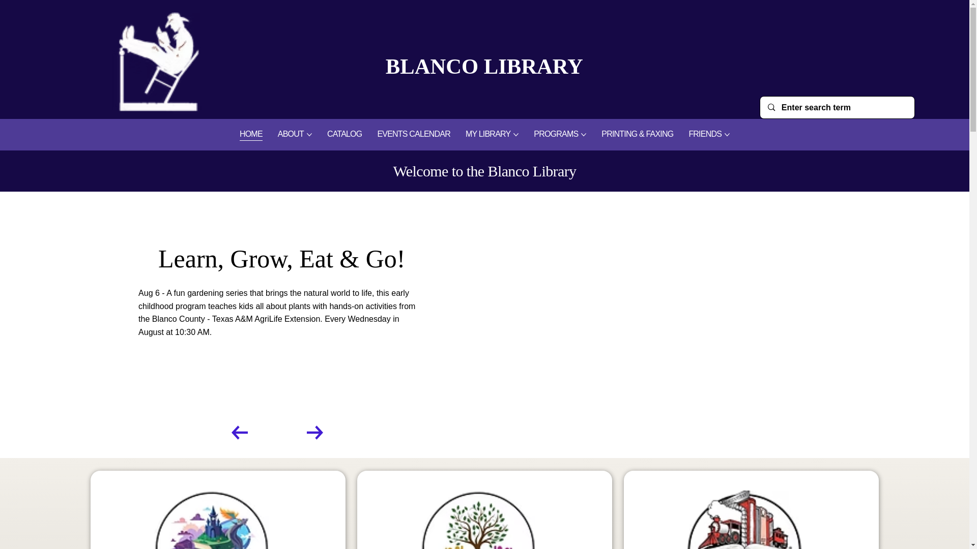 website screenshot of https://blancolibrary.org/