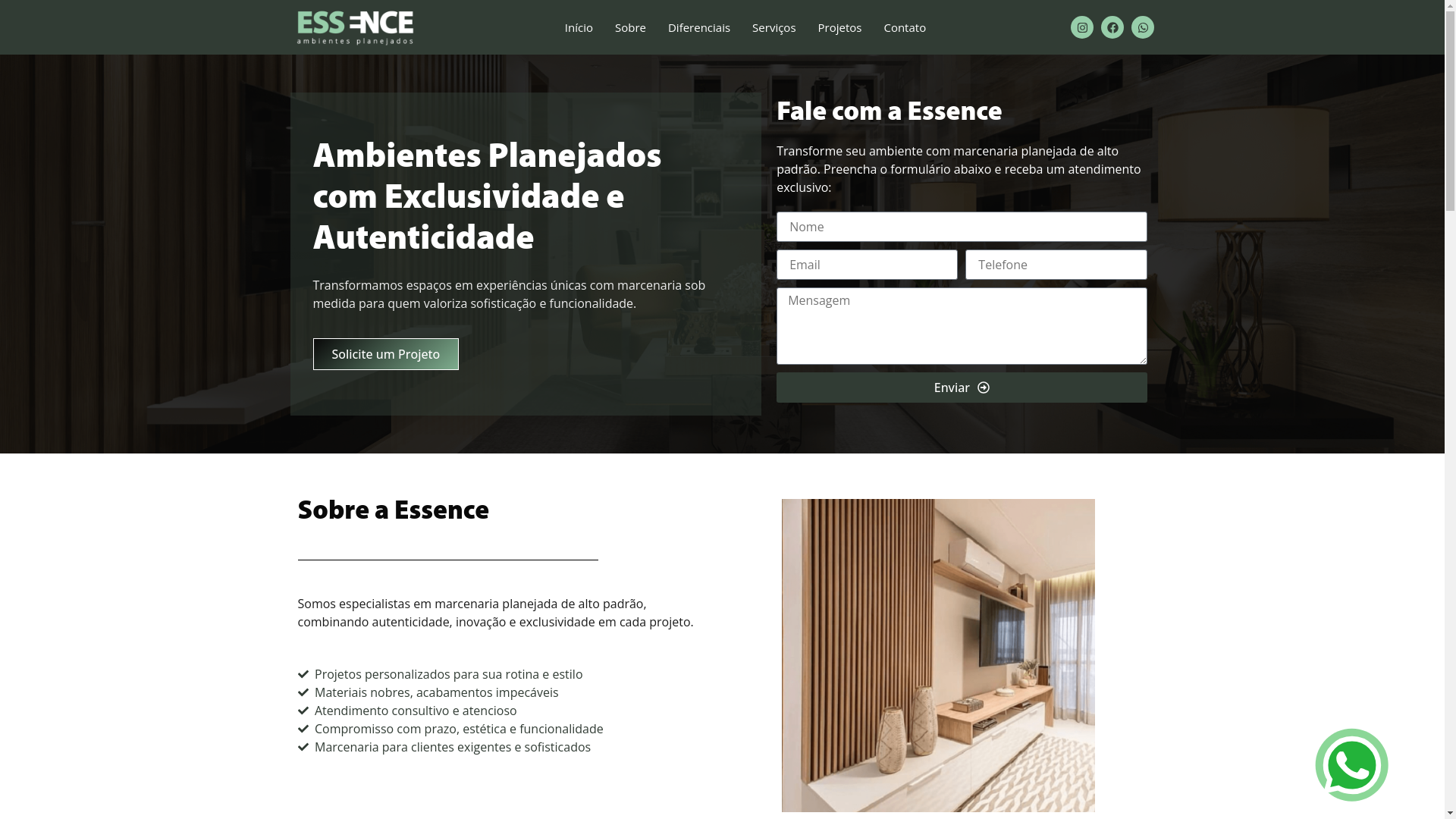 website screenshot of https://essenceambientesplanejados.com/