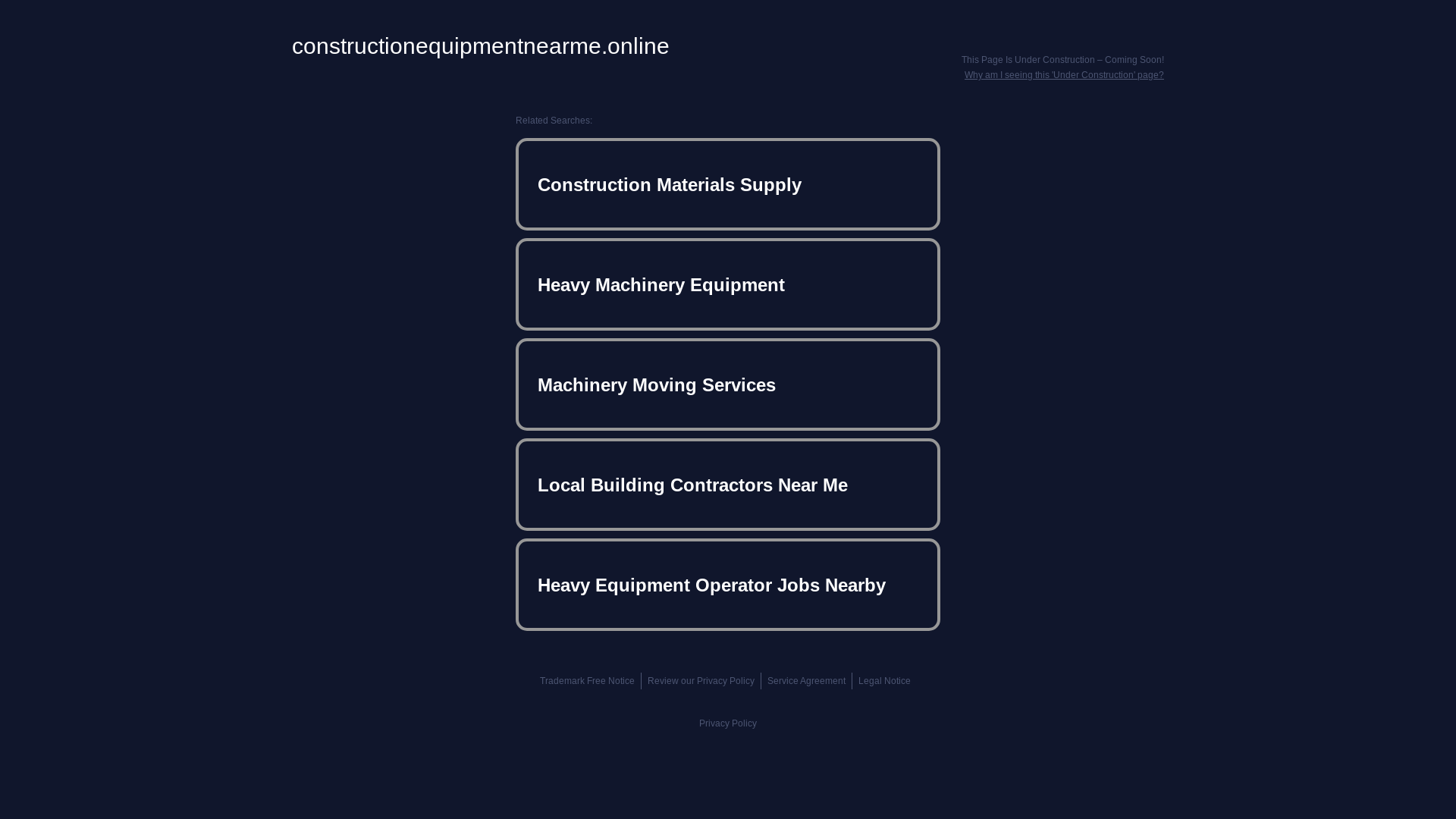 website screenshot of https://constructionequipmentnearme.online/