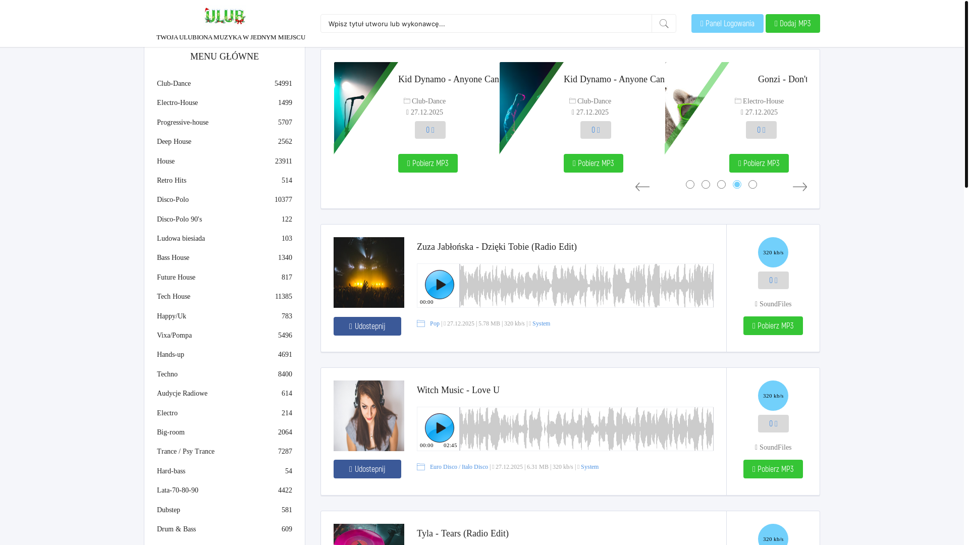 website screenshot of https://ulubmp3.eu/