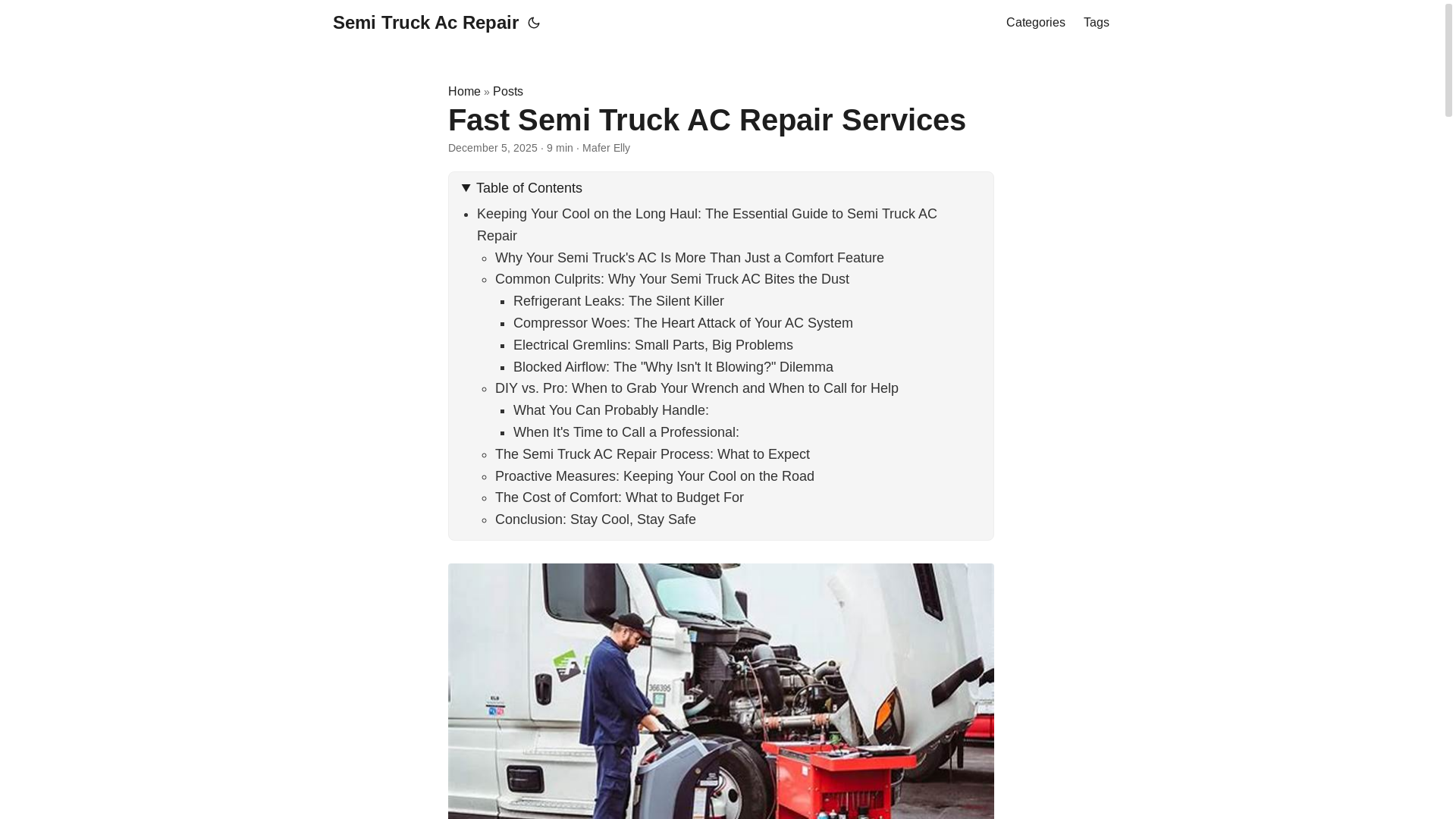 website screenshot of https://semitruckacrepair2.pages.dev/