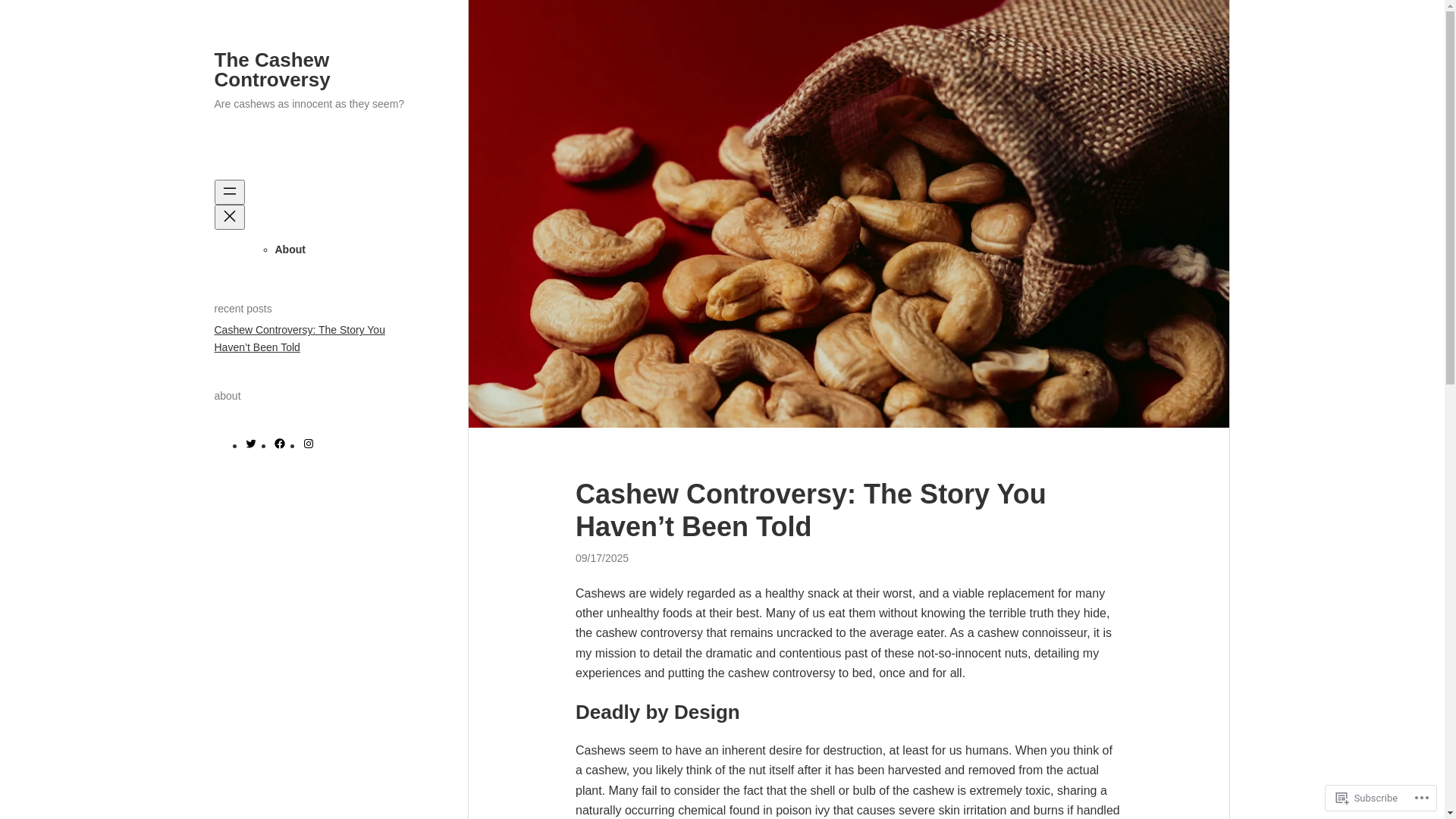 website screenshot of https://cashewcontroversy.ca/