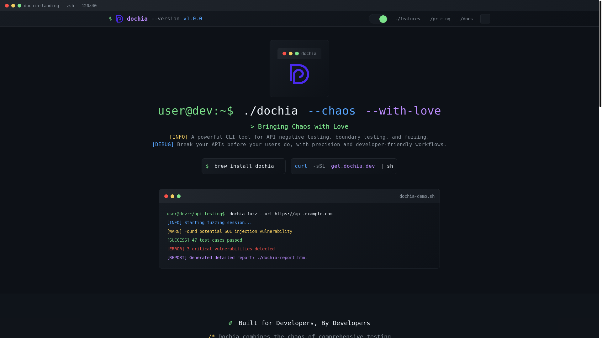 website screenshot of https://dochia-dev.pages.dev/