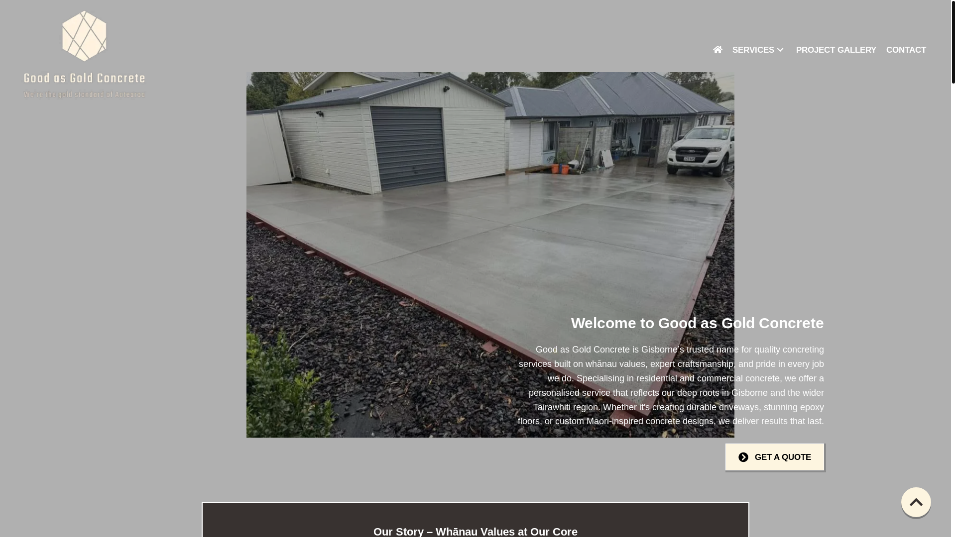 website screenshot of https://goodasgoldconcrete.co.nz/