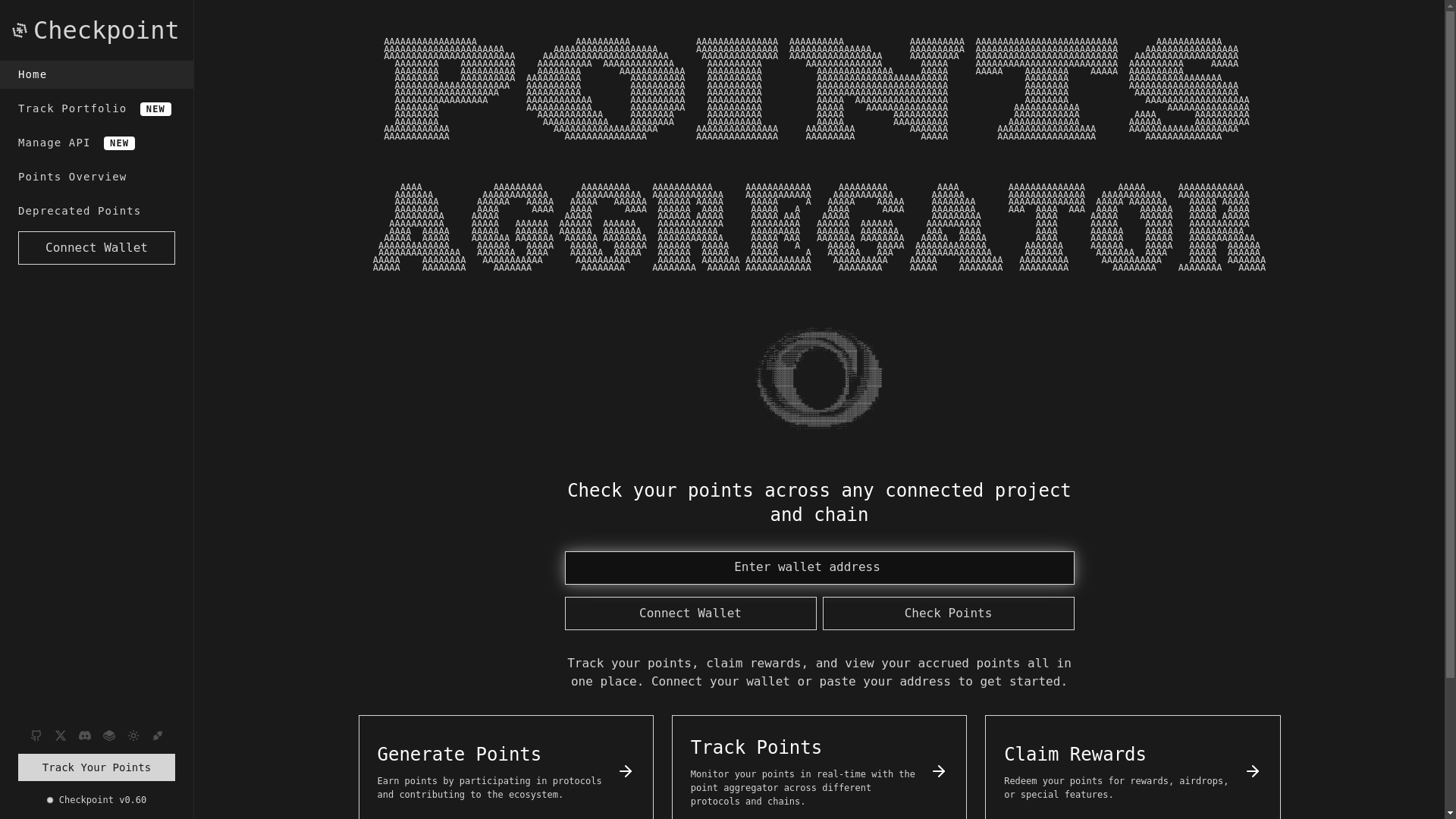 website screenshot of https://checkpoint.exchange/