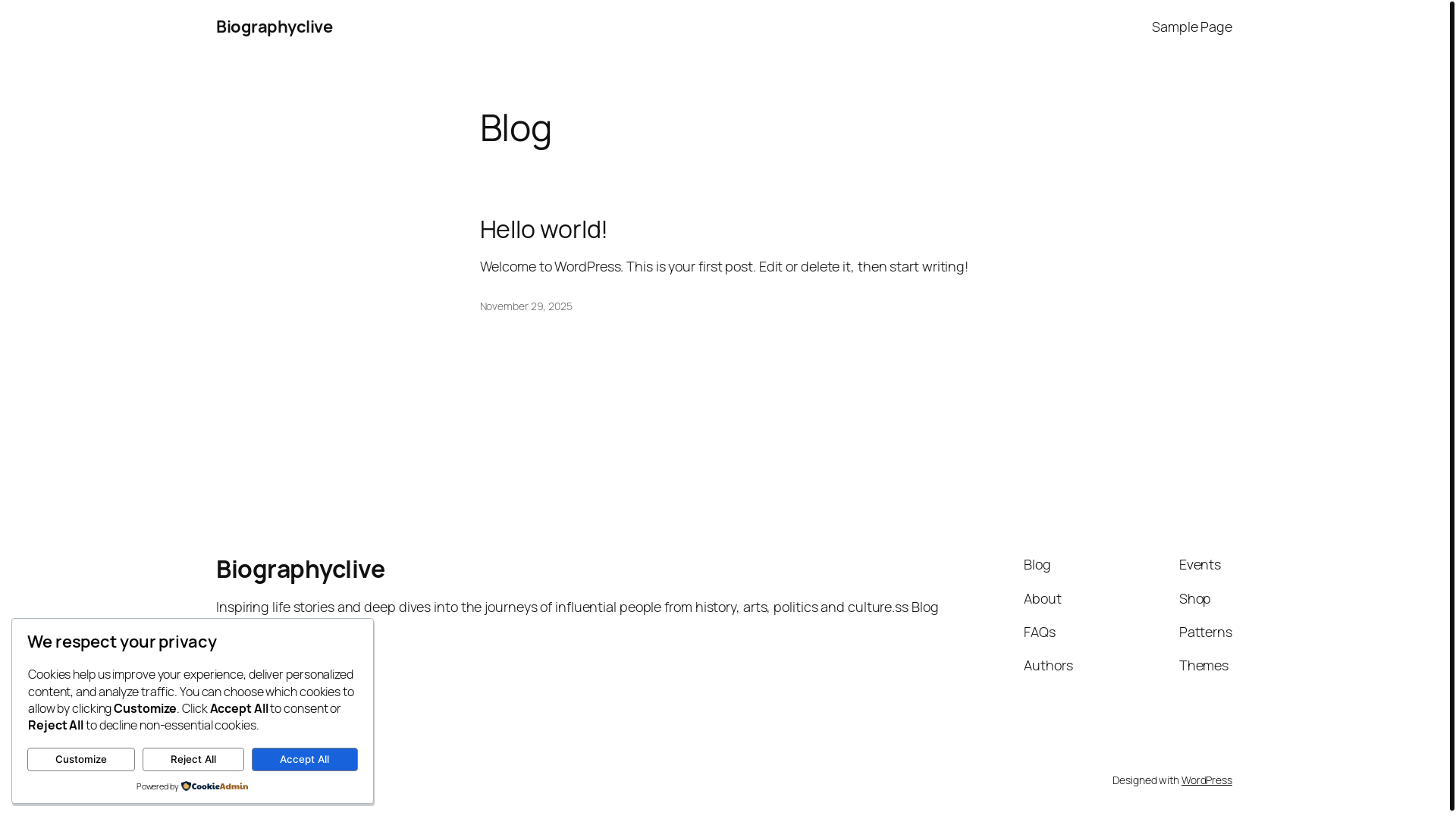 website screenshot of https://biographyclive.com/