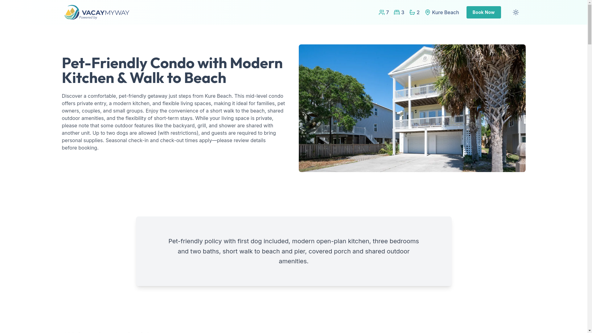 website screenshot of https://pupcationcoast.vacations/