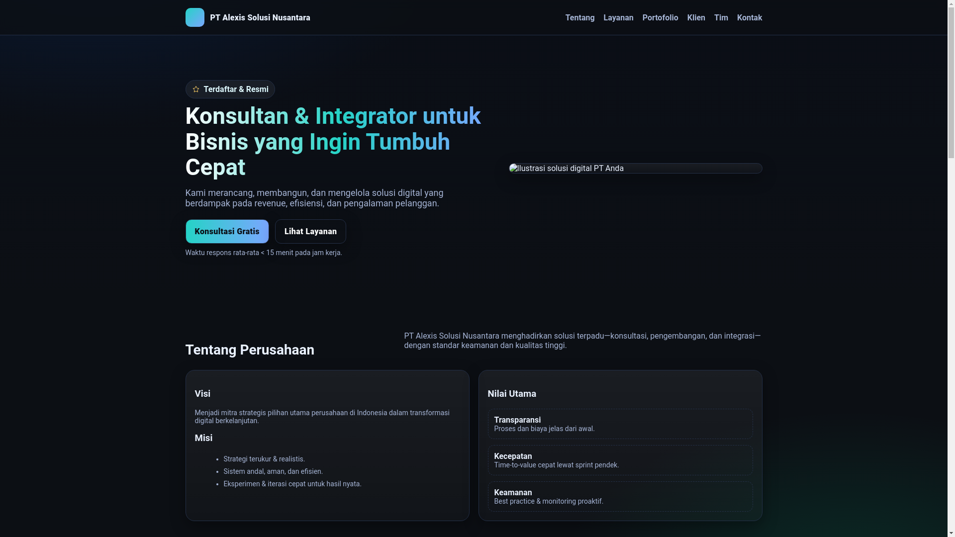 website screenshot of https://alexisnusantara.site/