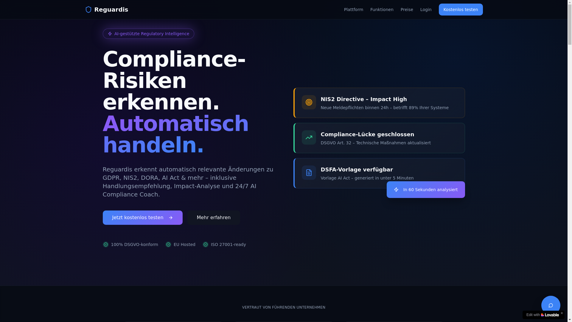 website screenshot of https://reguardis.de/