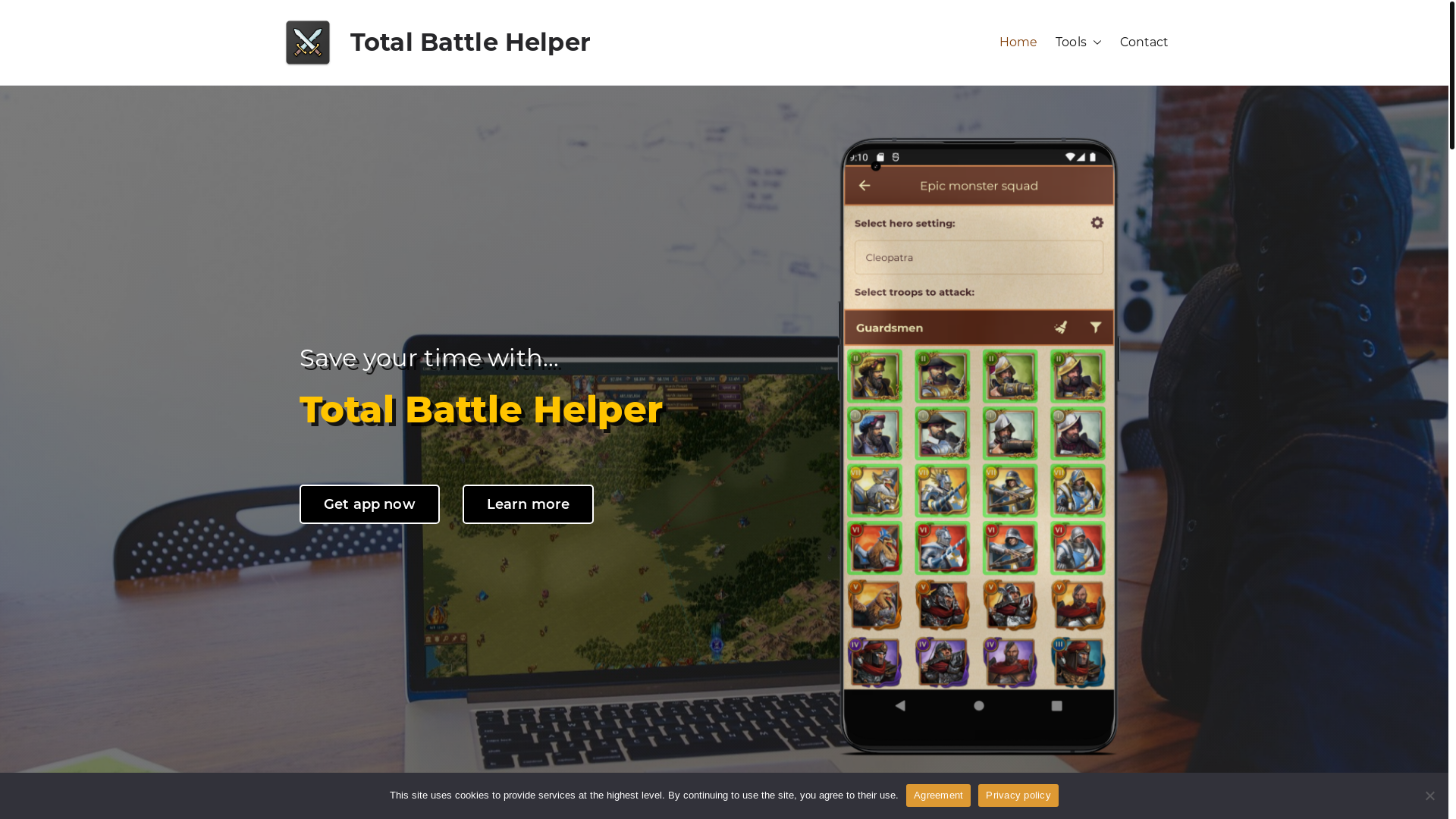 website screenshot of http://totalbattlehelper.vintar.webd.pro/