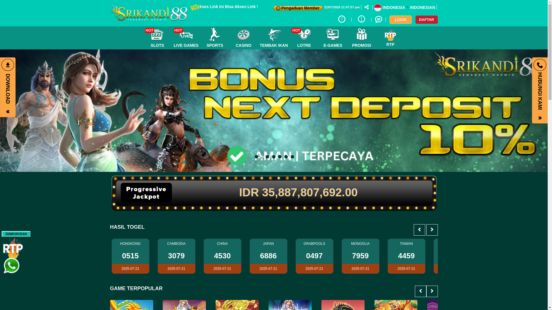 website screenshot of https://srikandi88pon.guru/