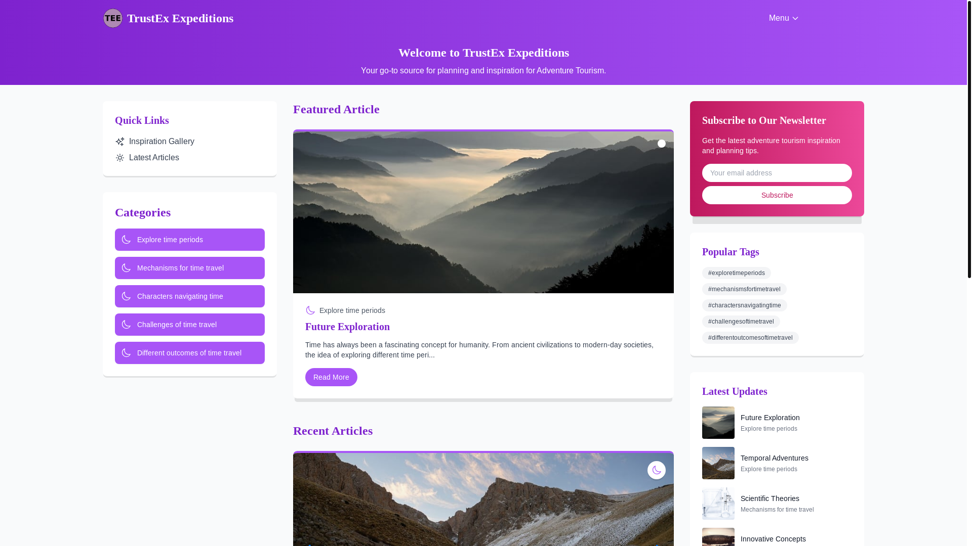 website screenshot of https://trustedexpedition.xyz/