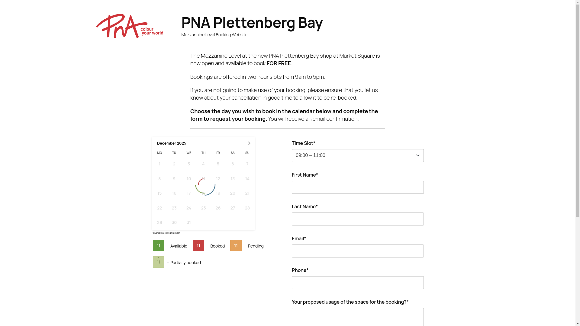 website screenshot of https://pnaknysna.co.za/