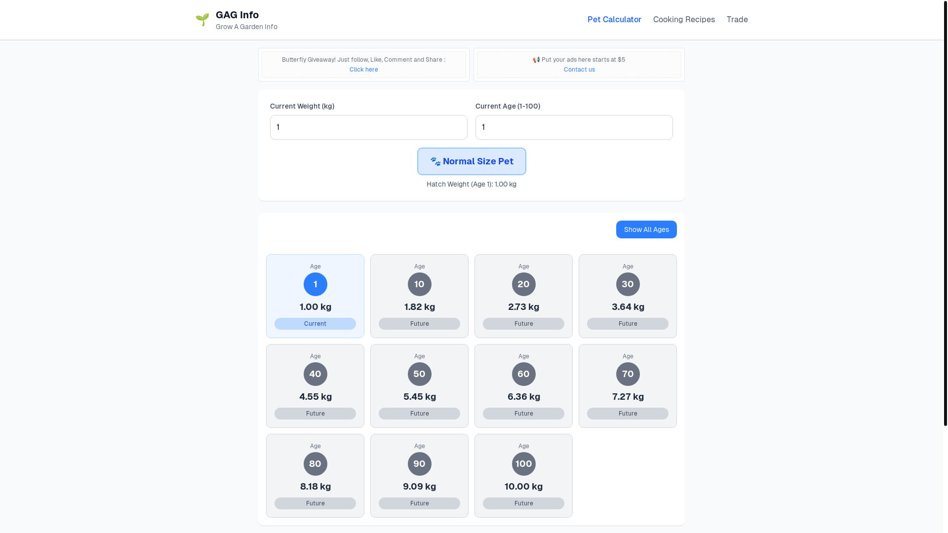 website screenshot of https://www.gaginfo.live/