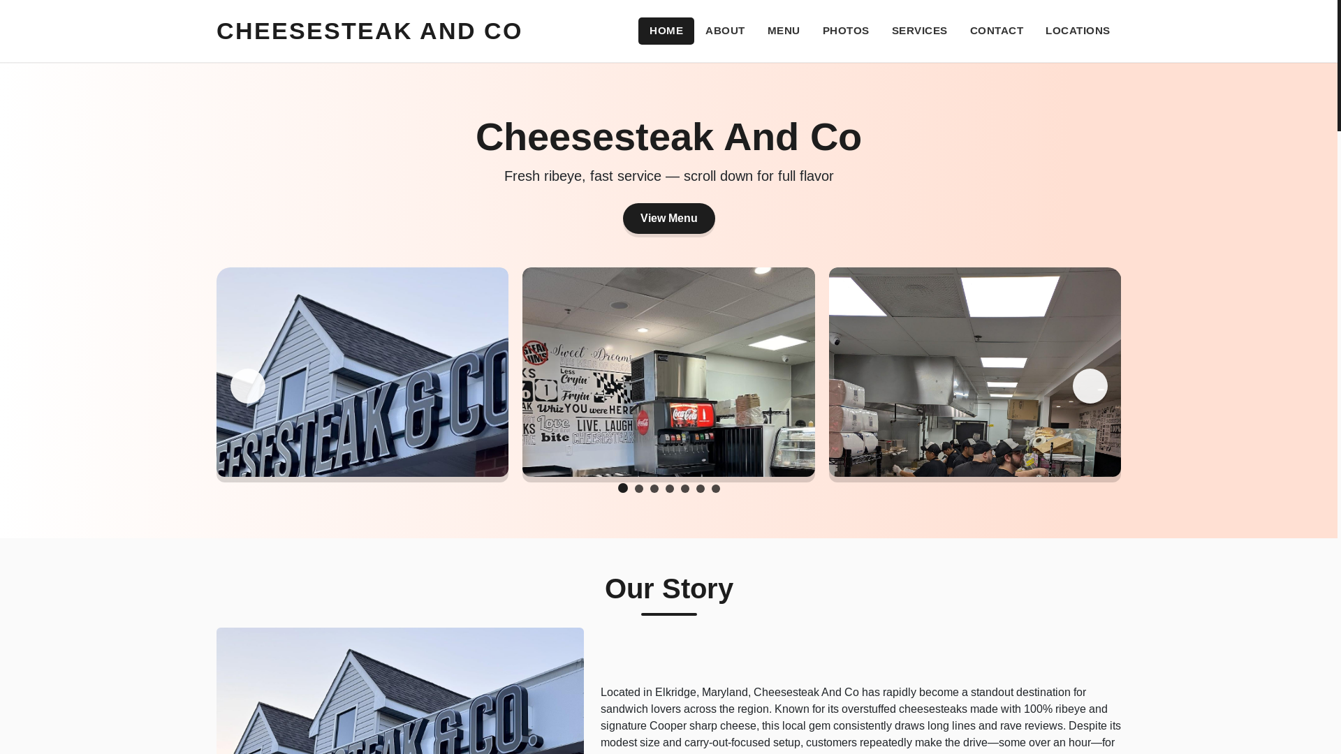 website screenshot of https://cheesesteak-and-co.pages.dev/