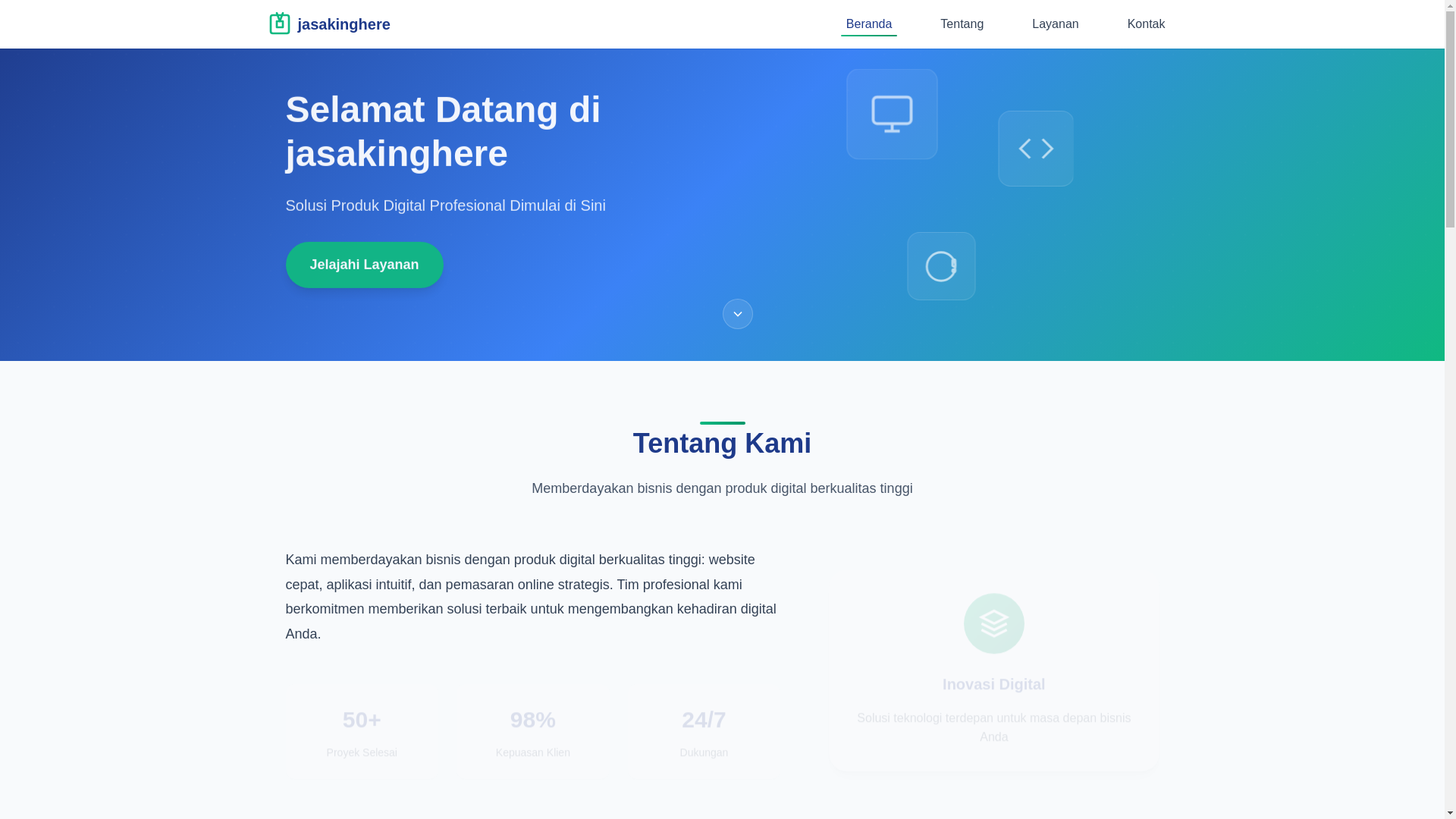 website screenshot of https://jasakinghere.pages.dev/