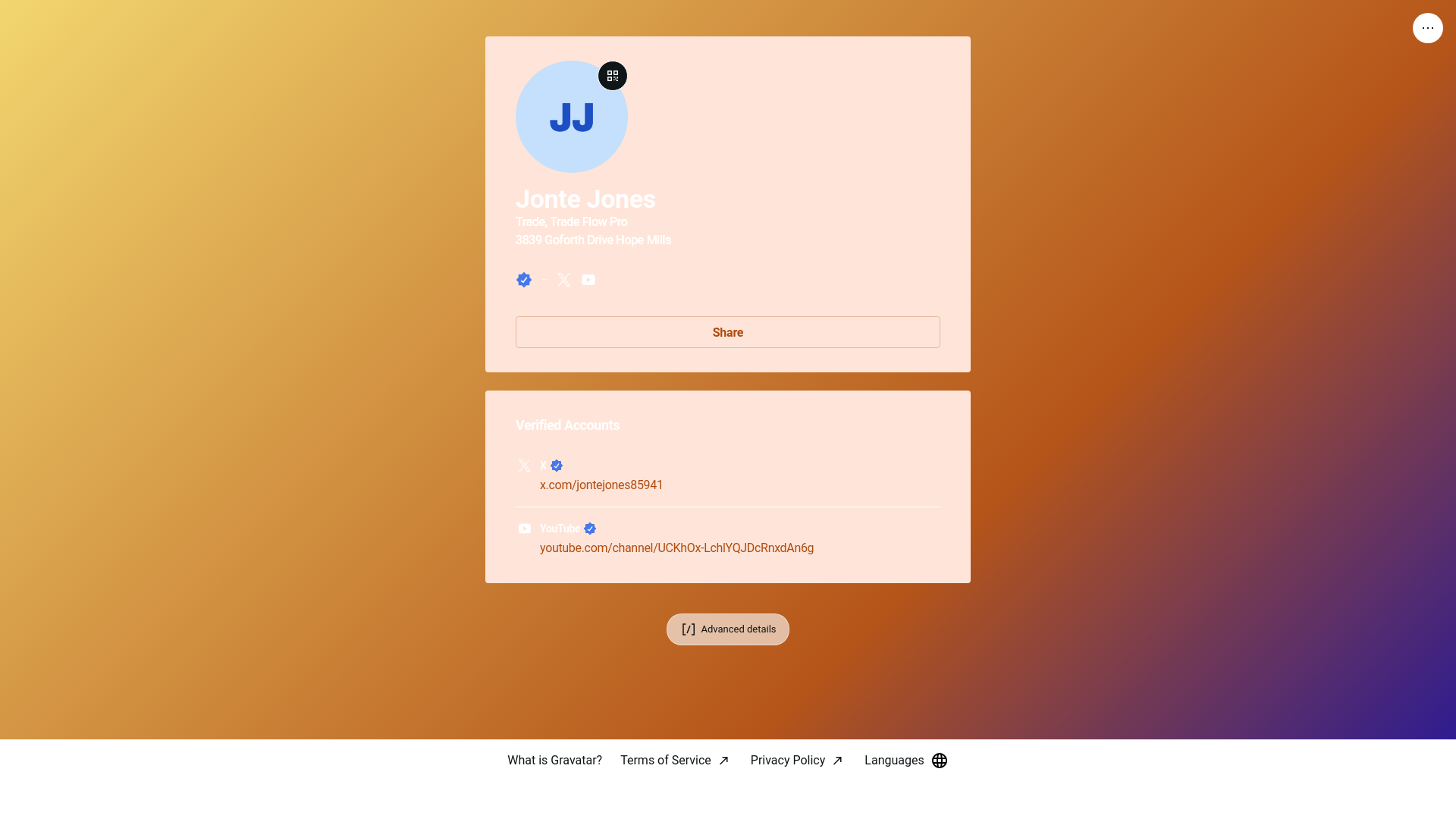 website screenshot of https://jontejones.link/