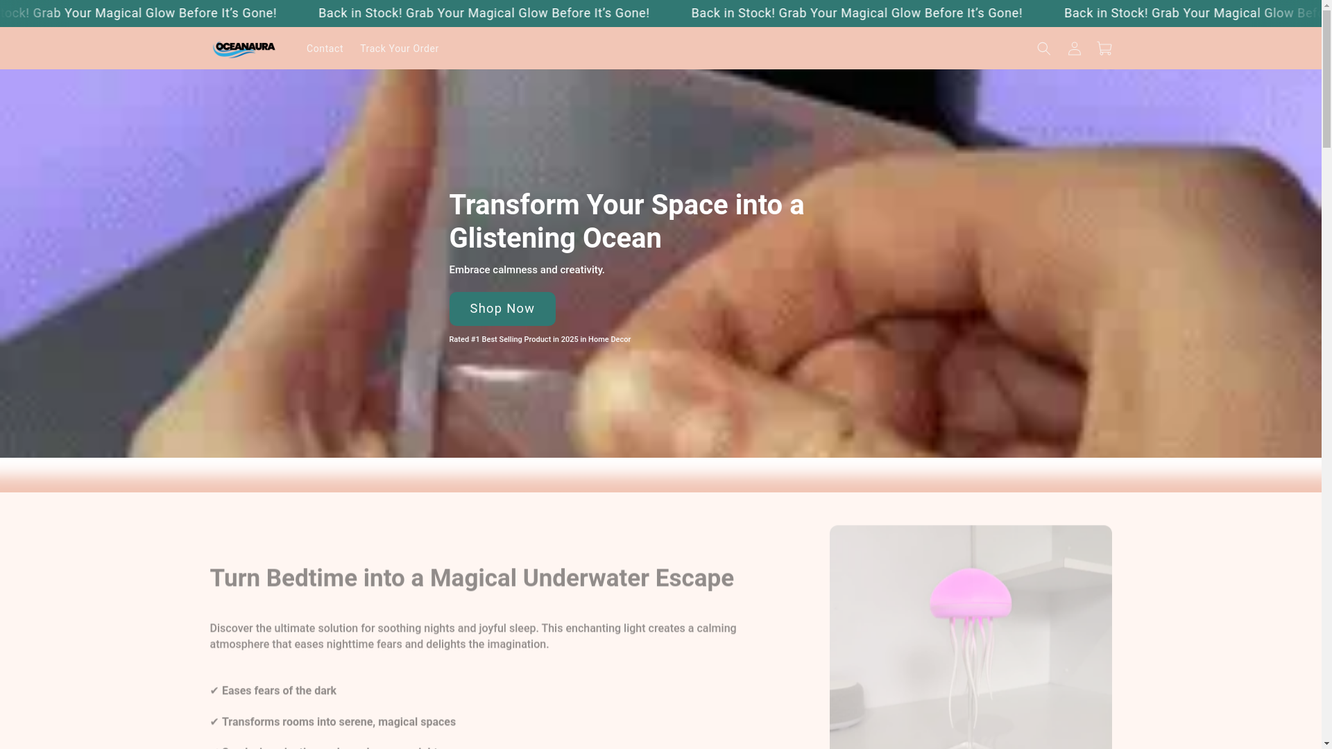 website screenshot of https://theoceanaura.shop/